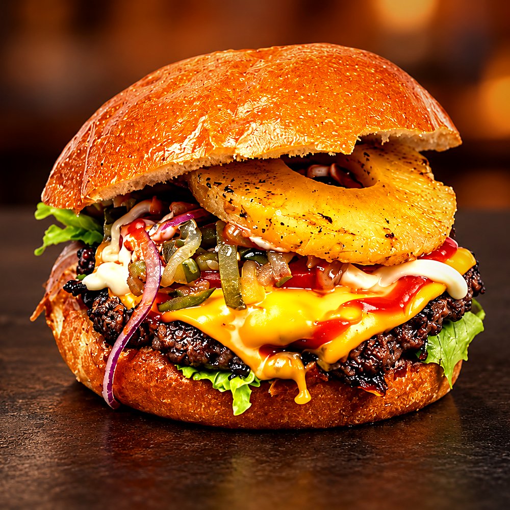 Hawaii Burger with grilled pineapple